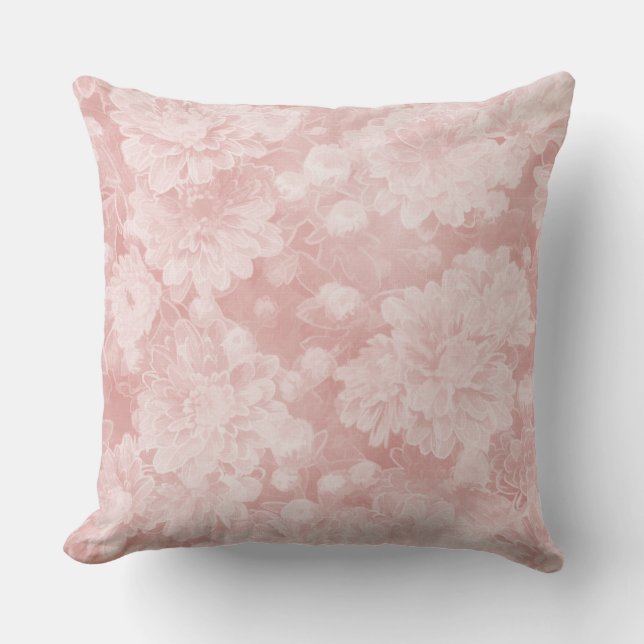 Dusty Rose Floral Watercolor Designer Kissen (Vorderseite)