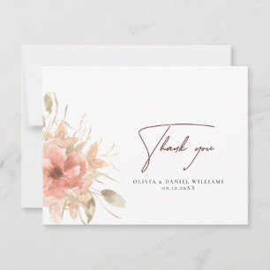Dusty Rose Floral Wedding Danke Karte