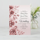 Dusty Rose Floral Wedding Einladung (Stehend Vorderseite)
