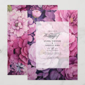 Dusty Rose Floral Wedding Einladung (Vorne/Hinten)