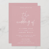 Dusty Rose Floral Wedding Einladung (Vorne/Hinten)