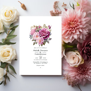 Dusty Rose Floral Wedding Einladung