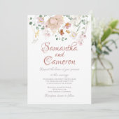 Dusty Rose Floral Wedding Einladungen (Stehend Vorderseite)
