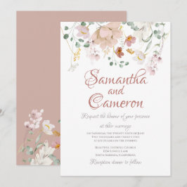 Dusty Rose Floral Wedding Einladungen