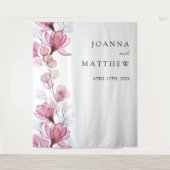 Dusty Rose Floral Wedding Foto Stand Hintergrund Wandteppich (Vorderseite)
