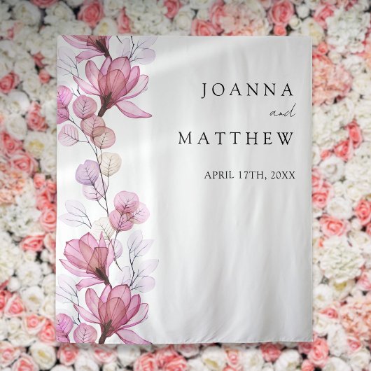 Dusty Rose Floral Wedding Foto Stand Hintergrund Wandteppich