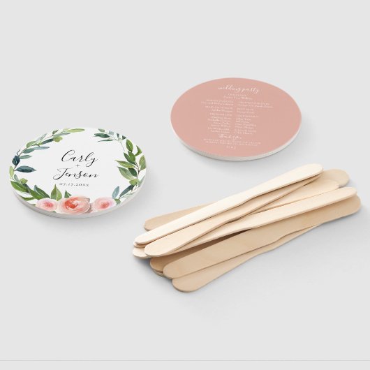 Dusty Rose Floral Wedding Hand Fans Fächer (Non-assembled)