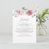 Dusty Rose Floral Wedding Information Begleitkarte (Stehend Vorderseite)
