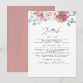 Dusty Rose Floral Wedding Information Begleitkarte