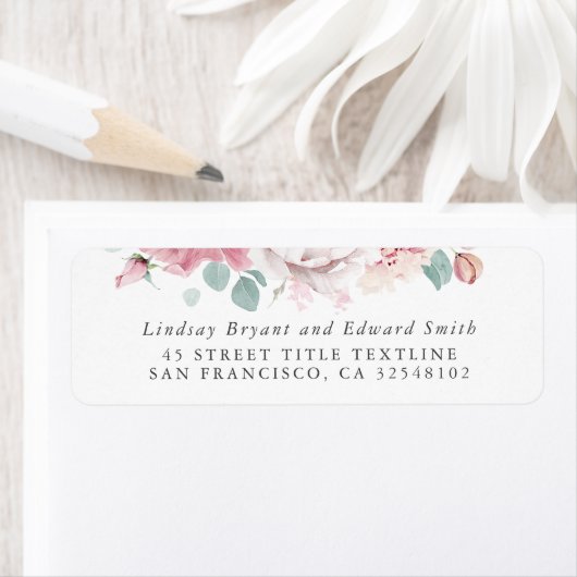 Dusty Rose Floral Wedding Label (Insitu)