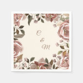Dusty Rose Floral Wedding Napkin Serviette (Vorderseite)