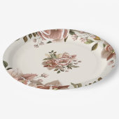 Dusty Rose Floral Wedding Paper Plate Pappteller (Schrägansicht)