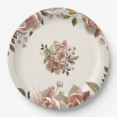 Dusty Rose Floral Wedding Paper Plate Pappteller (Vorderseite)