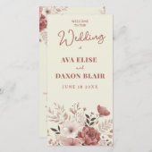 Dusty Rose Floral Wedding Program Card (Vorne/Hinten)