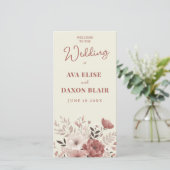 Dusty Rose Floral Wedding Program Card (Stehend Vorderseite)