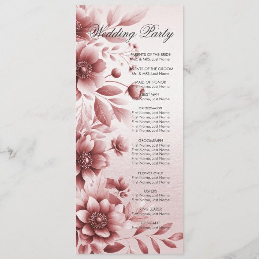 Dusty Rose Floral Wedding Program Programm (Rückseite)
