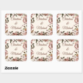 Dusty Rose Floral Wedding Quadratischer Aufkleber (Blatt)