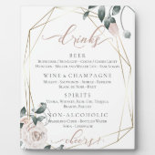 Dusty Rose Floral Wedding Reception Bar Menu Fotoplatte (Vorderseite)