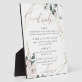 Dusty Rose Floral Wedding Reception Bar Menu Fotoplatte (Seite)
