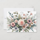 Dusty Rose Floral Wedding RSVP Botanische Antwort (Rückseite)