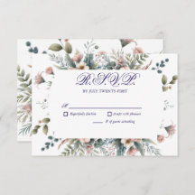Dusty Rose Floral Wedding RSVP Botanische Antwort