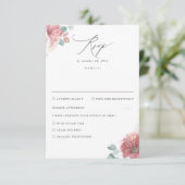 Dusty Rose Floral Wedding RSVP Karte (Stehend Vorderseite)