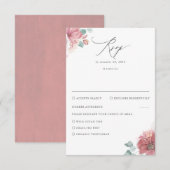 Dusty Rose Floral Wedding RSVP Karte (Vorne/Hinten)
