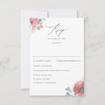 Dusty Rose Floral Wedding RSVP
