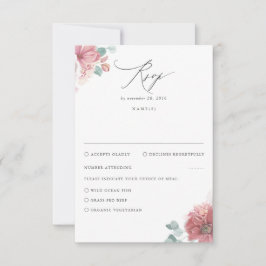 Dusty Rose Floral Wedding RSVP Karte