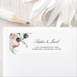 Dusty Rose Floral Wedding Rücksendeadresse