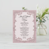 Dusty Rose Floral Wedding Table Menu Menükarte (Stehend Vorderseite)