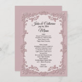 Dusty Rose Floral Wedding Table Menu Menükarte (Vorne/Hinten)