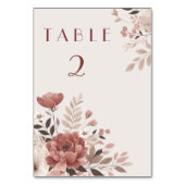 Dusty Rose Floral Wedding Tischnummer (Rückseite)