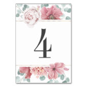 Dusty Rose Floral Wedding Tischnummer (Vorderseite)