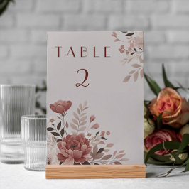 Dusty Rose Floral Wedding Tischnummer