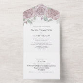 Dusty Rose Floral Wedding Website Gast adressiert All In One Einladung (Innen Boden)