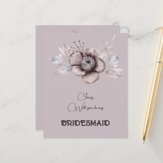 Dusty Rose Floral werden Sie meine Bridesmaid (Vorderseite/Rückseite Beispiel)