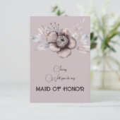 Dusty Rose Floral werden Sie meine Trauzeugin Einladung (Stehend Vorderseite)