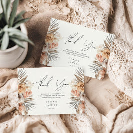 Dusty Rose Floral Wreath Wedding Dankeskarte