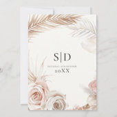 Dusty Rose Floral Wreath Wedding Einladung (Rückseite)