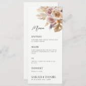 Dusty Rose Floral Wreath Wedding Menükarte (Vorne/Hinten)
