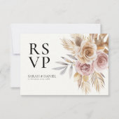 Dusty Rose Floral Wreath Wedding RSVP Karte (Vorderseite)