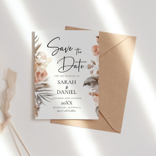 Dusty Rose Floral Wreath Wedding Save The Date