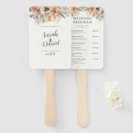 Dusty Rose Floral Wreath Weddingprogramme Fächer