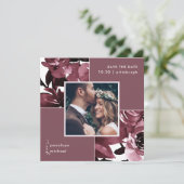 Dusty Rose florales Foto Hochzeit speichern das Da Save The Date (Stehend Vorderseite)