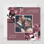 Dusty Rose florales Foto Hochzeit speichern das Da Save The Date (Vorderseite)