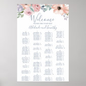 Dusty Rose Florals Alphabetisches Seekarten Poster (Vorne)
