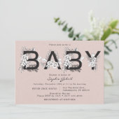 Dusty Rose Florals Bouquet Babydusche Einladung (Stehend Vorderseite)