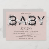 Dusty Rose Florals Bouquet Babydusche Einladung (Vorne/Hinten)