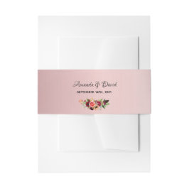 Dusty Rose florals elegant Namen Hochzeit Einladungsbanderole